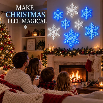 ❄️✨ LED-wandlampjes in de vorm van sneeuwvlokken — 3D-kerstversiering met afstandsbediening, blauwe en witte gloed