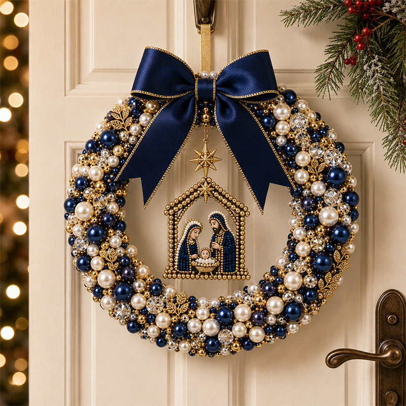 🎄✨ DIY-set voor een kerstkrans met parels – Handgemaakte kerstdeurversiering met kralen 💎🎀