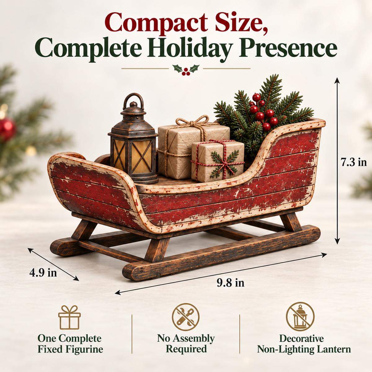 Vintage Christmas Eve Sleigh Figurine