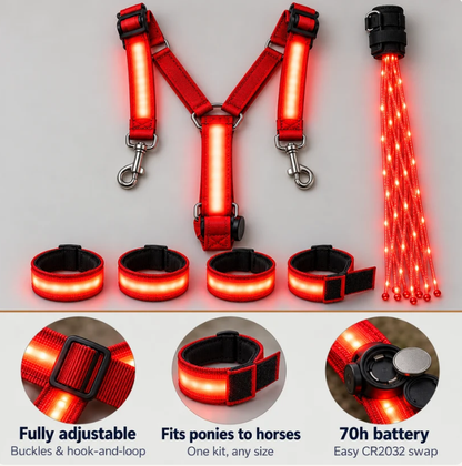 🐎💡 Verlichte Rijset – Zie en Word Gezien in het Donker!
