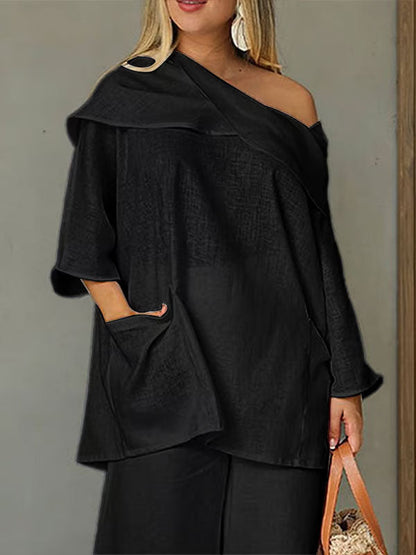 Dames Top met Onregelmatige Kraag/Irregular Collar Dames Top