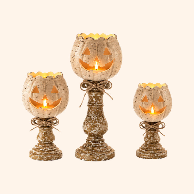 🎃 Schattige Pompoen Kandelaar – Breng Warme Halloween Sfeer in Huis! 🕯️✨