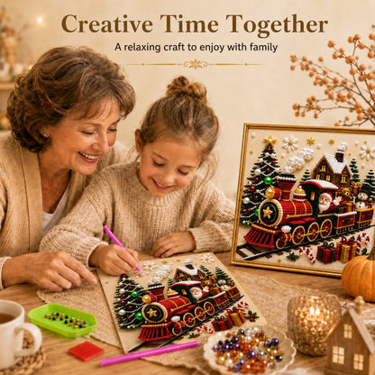 🎄🎅 Premium 3D-kerstwanddecoratieset met parels | Luxe canvas met vloklaag en krasbestendige, kleurvaste parelkraaltjes – DIY-kerstdecoratie ⛄️❄️