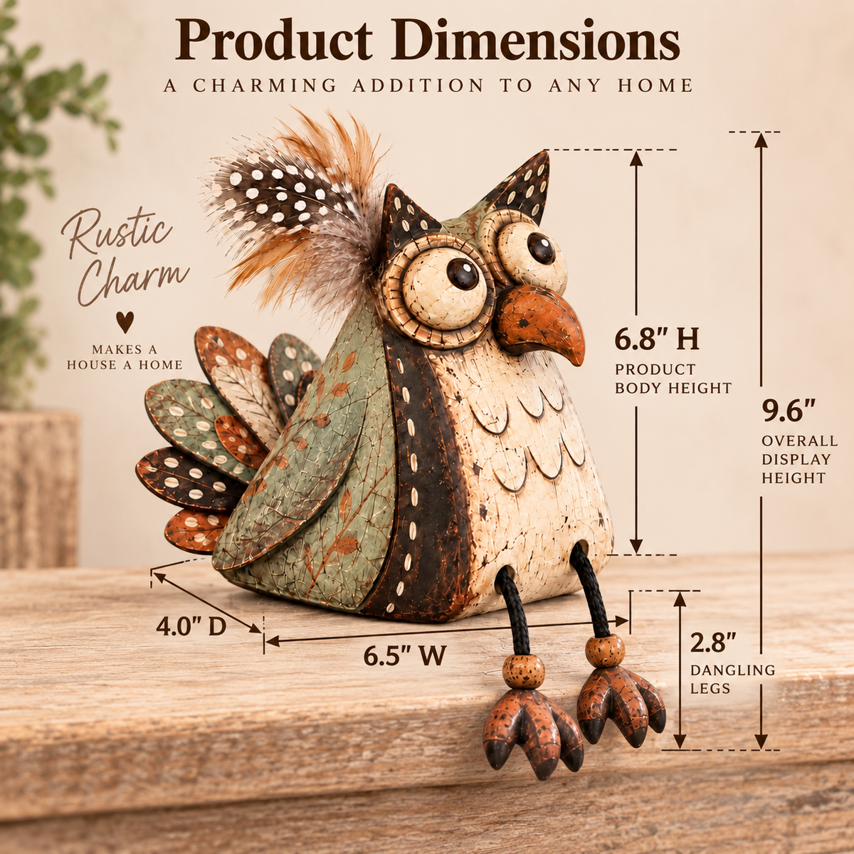 🦉✨ Rustieke Uilen Plankdecoratie – Warme Landelijke Sfeer!