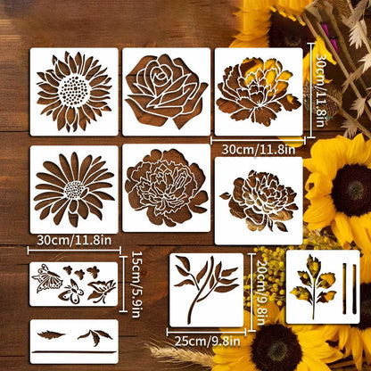 Kleine wilde bloemen bloemen schilderij mallen voor volwassenen kinderen meubels muren en hout kaart schilderen en andere ambachten, bevat miniatuur natuurlijke wijnstok kruid kunst mallen