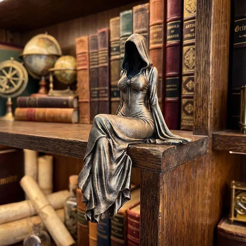 🎁Laatste dag: 49% KORTING - Gotische Dark Fantasy-pop & Lady Death - Etherische Sculptuur van een Figuur met Kap 🖤✨💀