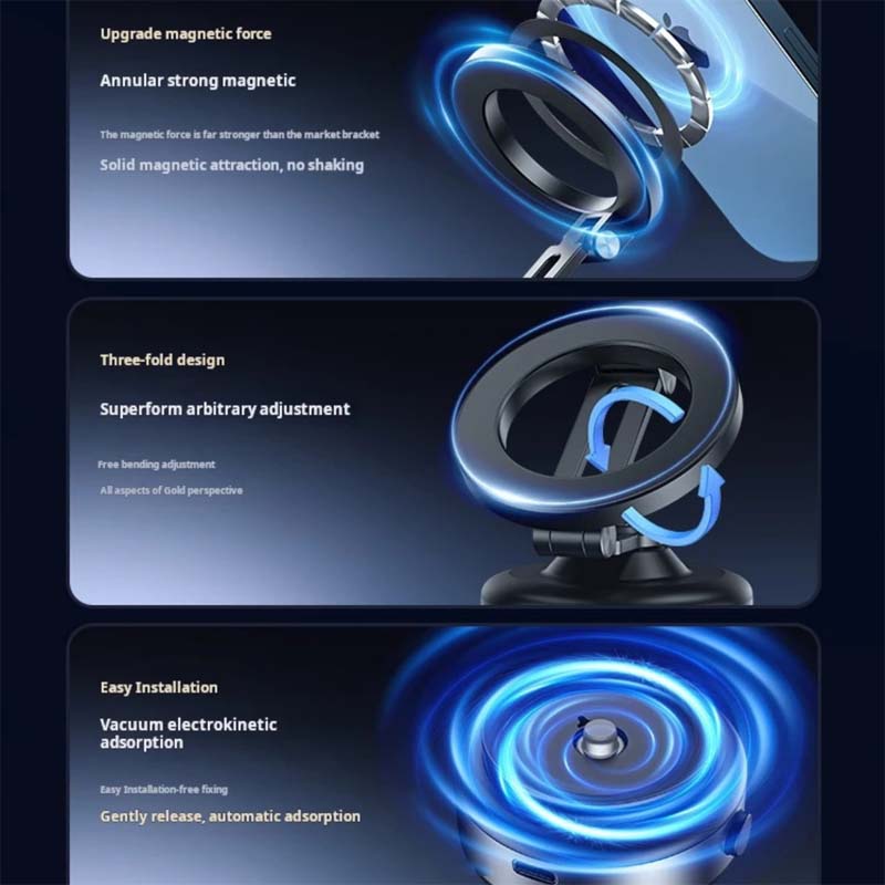 Dubbele zuignap vacuüm magnetische auto telefoonhouder