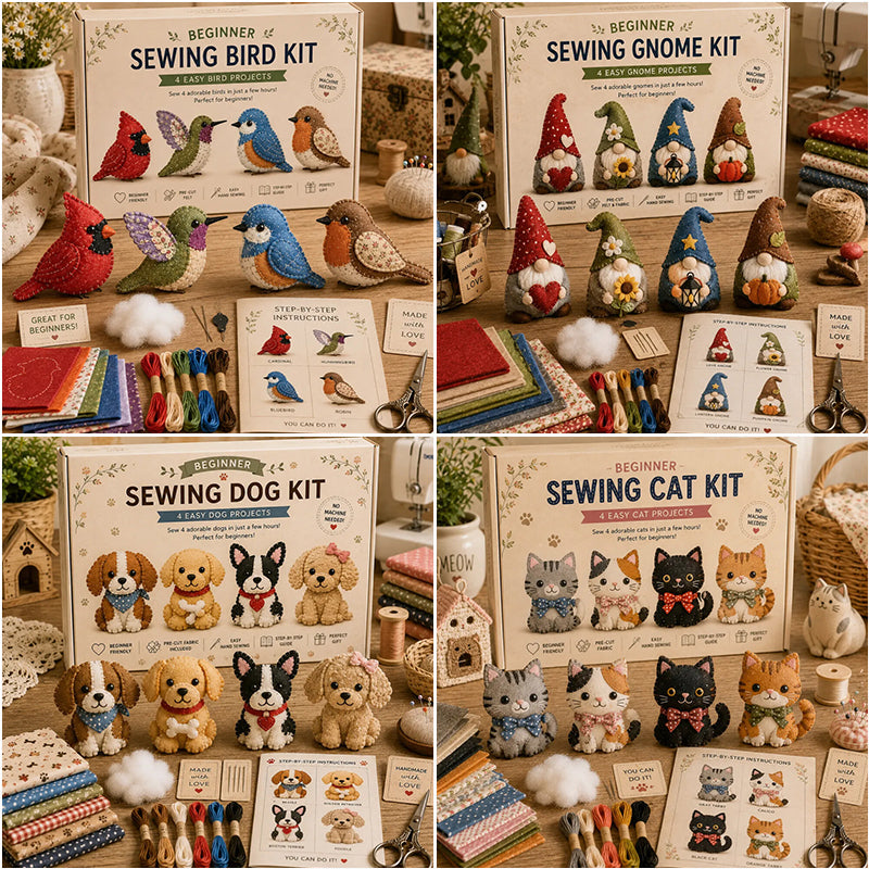 Een Knusse DIY Hobby Vol Creativiteit & Schattigheid! 🌸🪡🐾 丨 DIY-knutselpakket met stoffen dieren – Creatieve handgemaakte kunst