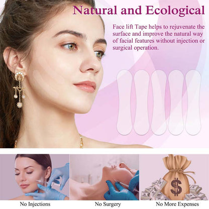 💁‍♀️ Bereik direct een jeugdige V-vorm ✨ Instant Face & Neck Lift Tape - Voor een vlekkeloos zelfvertrouwen de hele dag