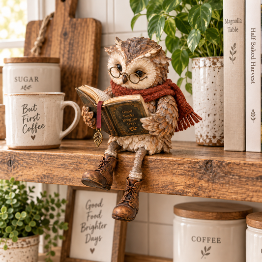 🦉 📚 Lezende Uil Decoratie – Voor Elk Knus Leeshoekje