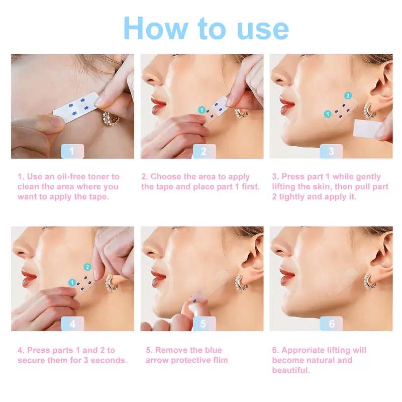 💁‍♀️ Bereik direct een jeugdige V-vorm ✨ Instant Face & Neck Lift Tape - Voor een vlekkeloos zelfvertrouwen de hele dag