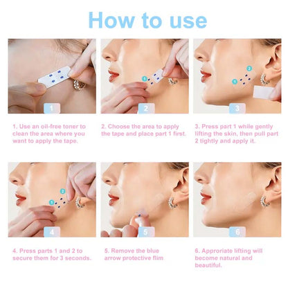 💁‍♀️ Bereik direct een jeugdige V-vorm ✨ Instant Face & Neck Lift Tape - Voor een vlekkeloos zelfvertrouwen de hele dag