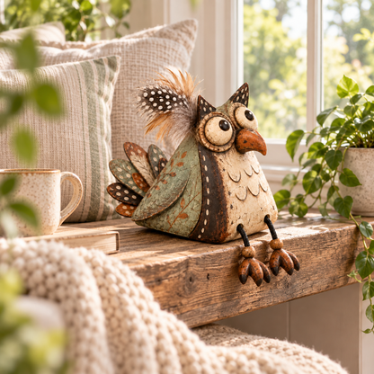 🦉✨ Rustieke Uilen Plankdecoratie – Warme Landelijke Sfeer!