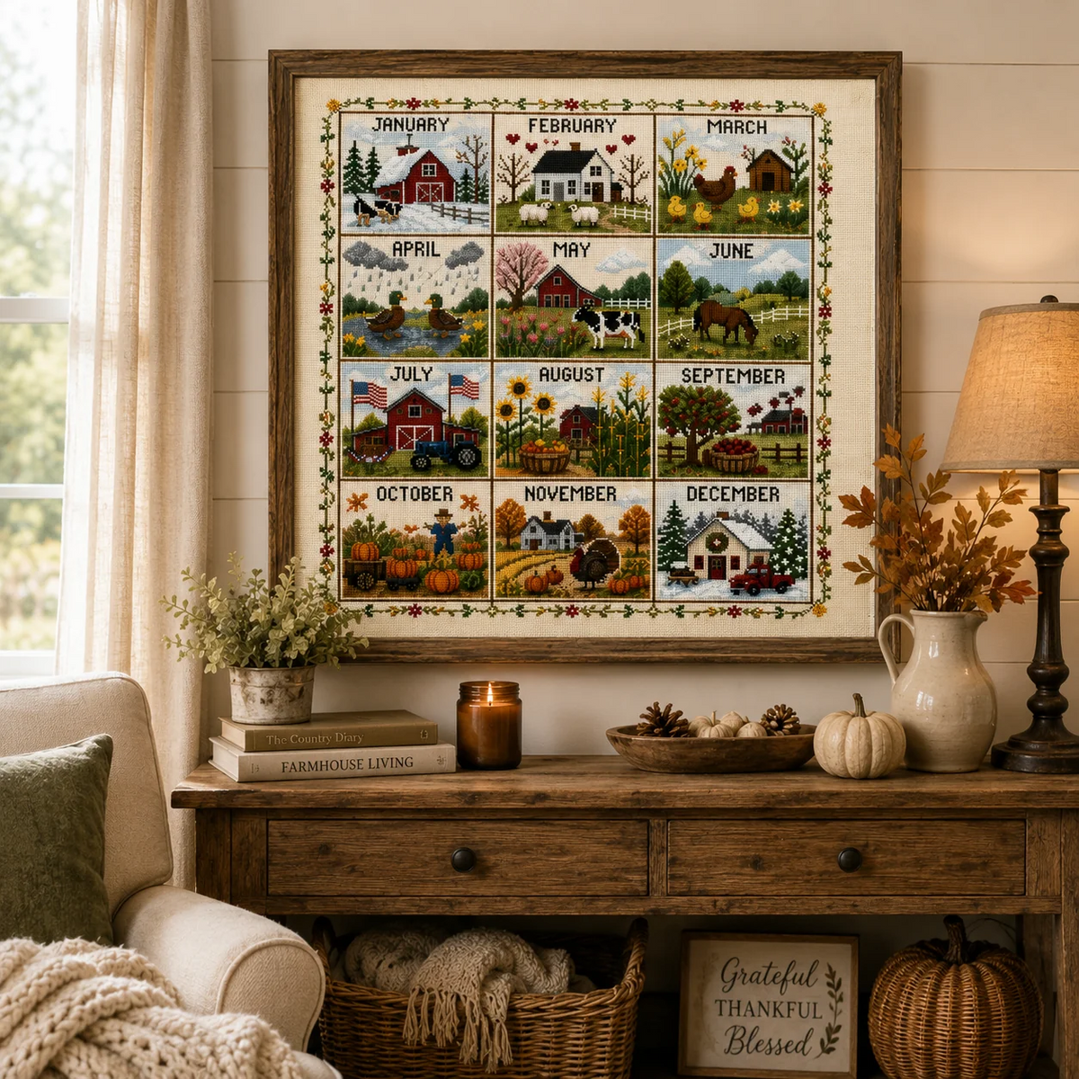 🧵✨ 12 Maanden Seizoensgebonden Borduurpakket – Creëer Warme Herinneringen Het Hele Jaar Door!
