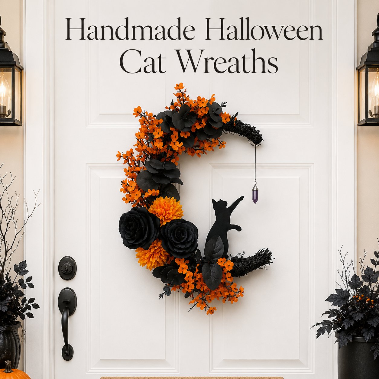 🐈‍⬛🌙Handgemaakte Halloween-kattenkrans