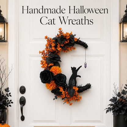 🐈‍⬛🌙Handgemaakte Halloween-kattenkrans