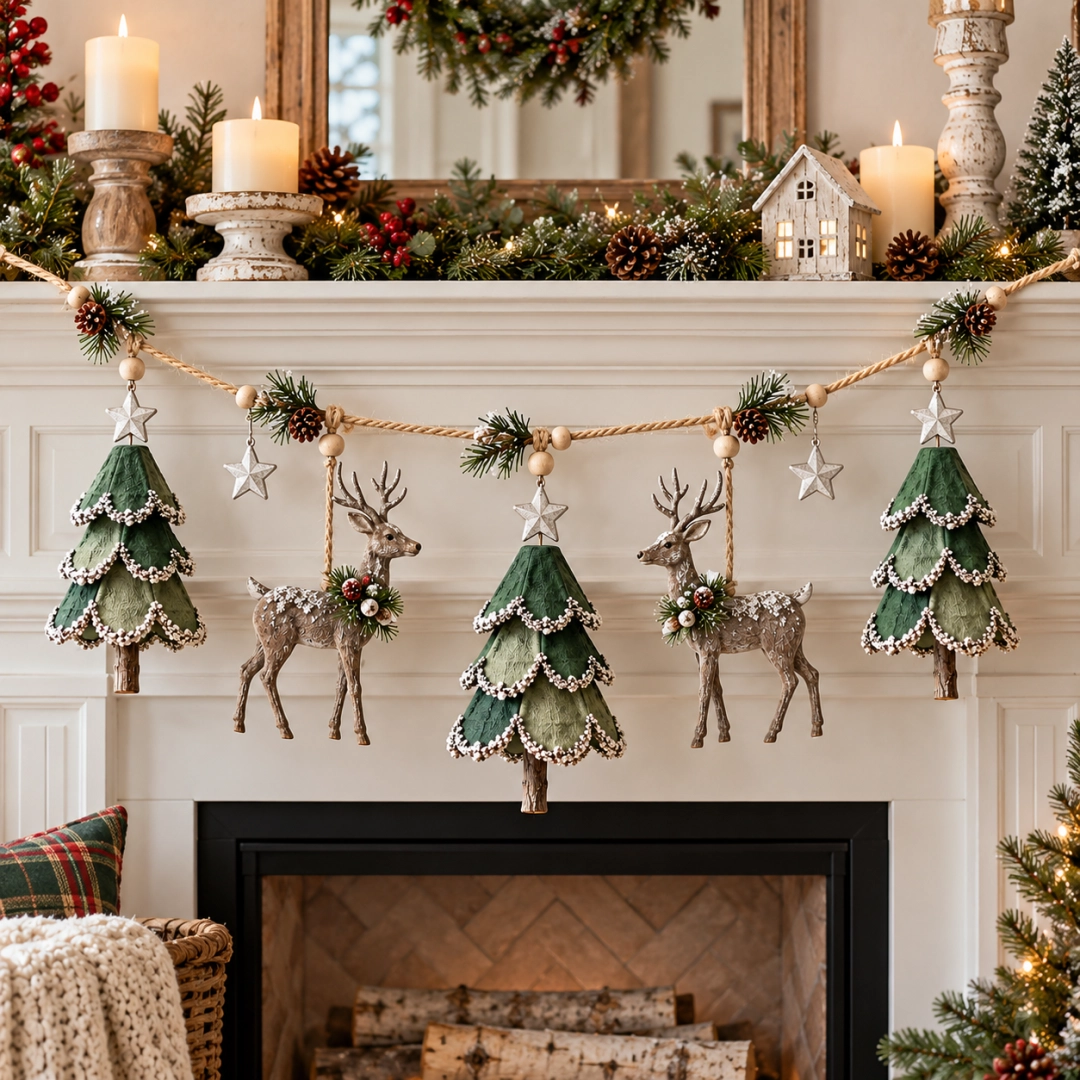 🎄🦌 Handgemaakte Kerstbos Decoratie met Licht – Een Betoverend Wintertafereel