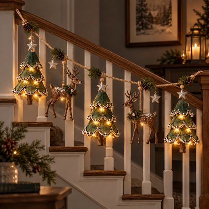 🎄🦌 Handgemaakte Kerstbos Decoratie met Licht – Een Betoverend Wintertafereel