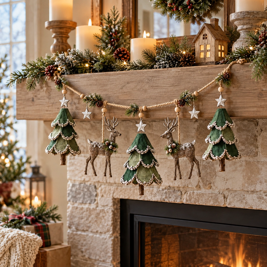 🎄🦌 Handgemaakte Kerstbos Decoratie met Licht – Een Betoverend Wintertafereel