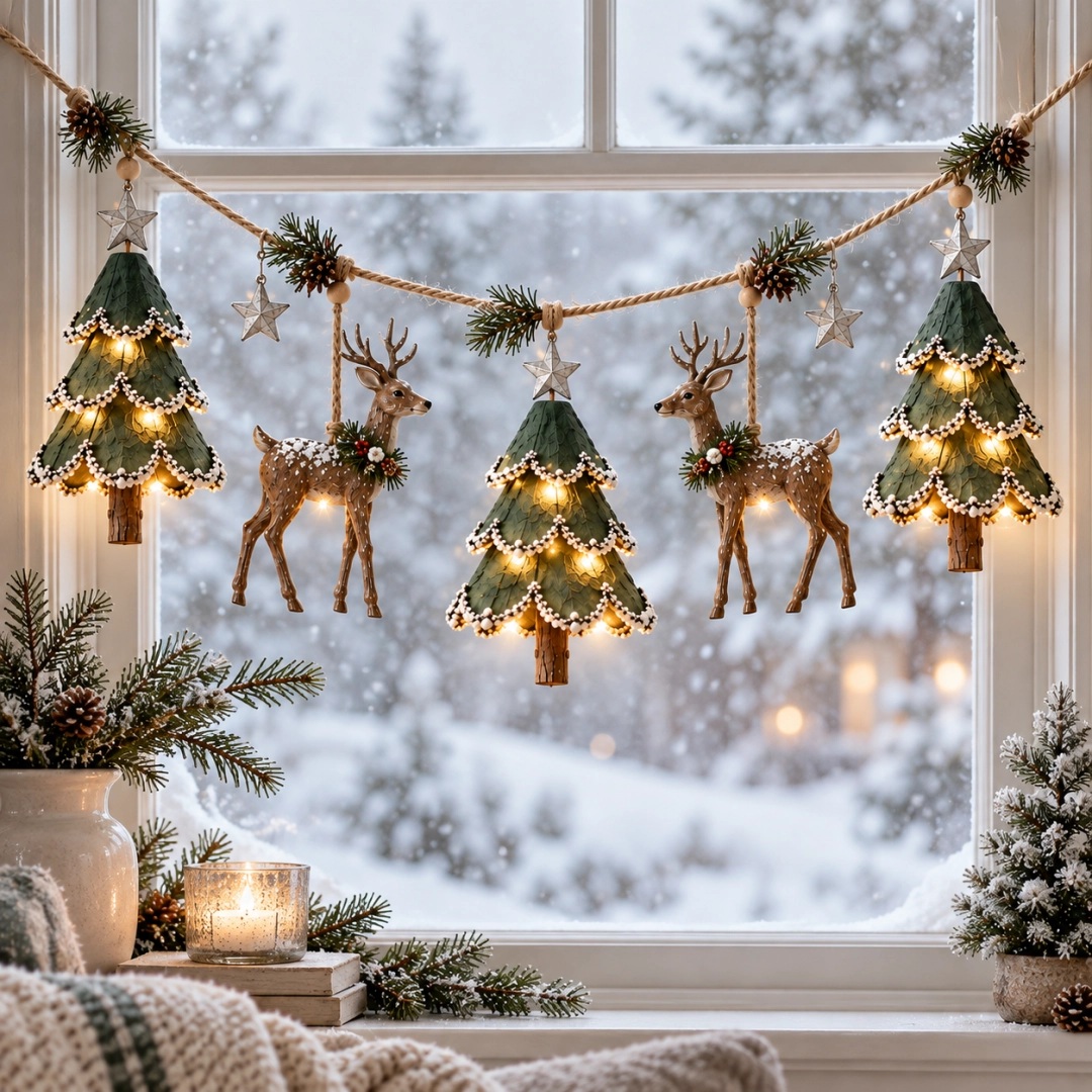 🎄🦌 Handgemaakte Kerstbos Decoratie met Licht – Een Betoverend Wintertafereel