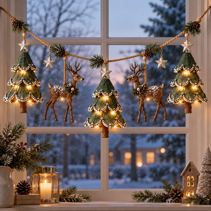 🎄🦌 Handgemaakte Kerstbos Decoratie met Licht – Een Betoverend Wintertafereel