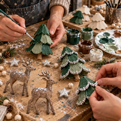 🎄🦌 Handgemaakte Kerstbos Decoratie met Licht – Een Betoverend Wintertafereel