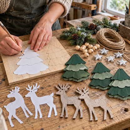 🎄🦌 Handgemaakte Kerstbos Decoratie met Licht – Een Betoverend Wintertafereel