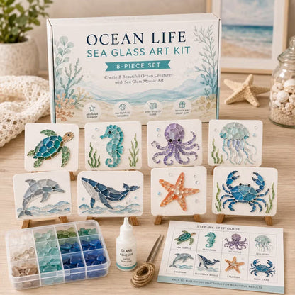🎨🌊 Zeeglas Kunstset – Maak een Prachtig Mozaïekmeesterwerk ✨🖼️