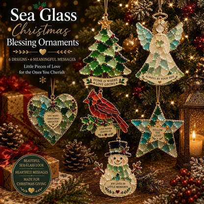 🎄 Kerstversieringen van zeeglas met een kerstboodschap