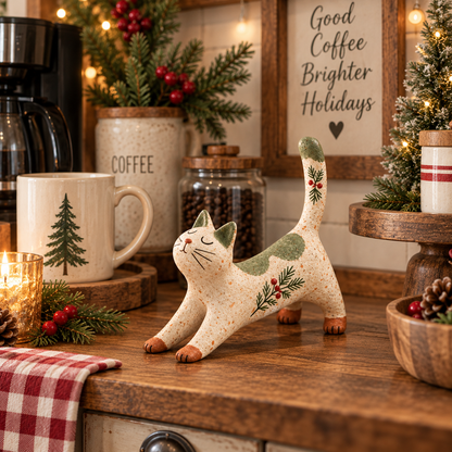 🐈🎄 Kerstkatje uit het bos – een gezellig klein bosvriendje voor je vakantiehuis