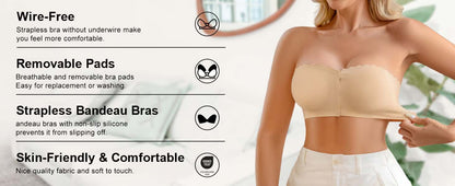 🔥Laatste dag ❤️Naadloze strapless bandeau-bh met voorsluiting