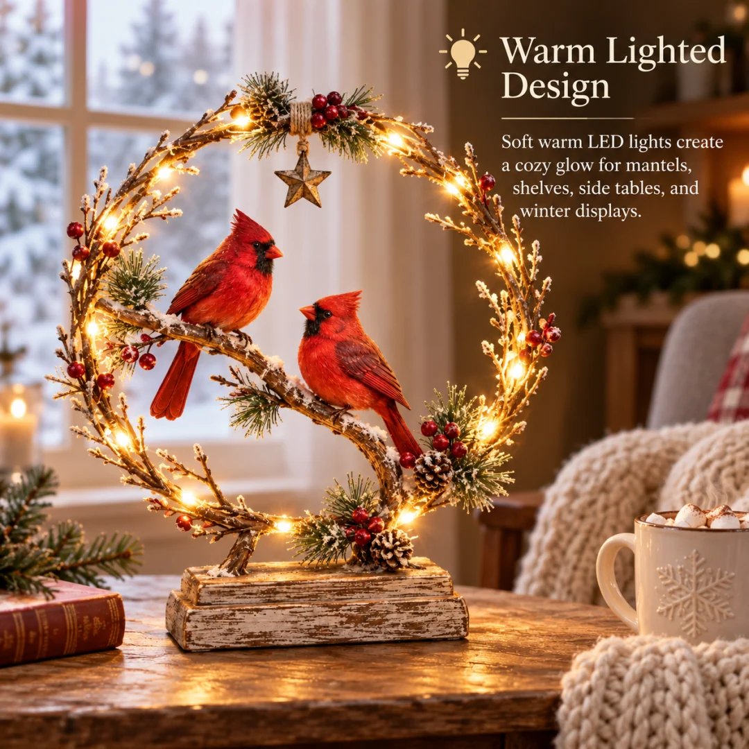 ❄️🐦 Winter Kardinaal LED Decoratie – Breng Warmte in Huis ✨