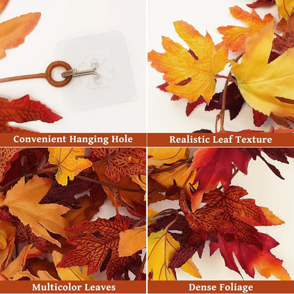 🍂 Sfeervolle Esdoornbladslinger met Warmwit Licht – Een Knusse Herfstdecoratie voor Elk Hoekje!🍁