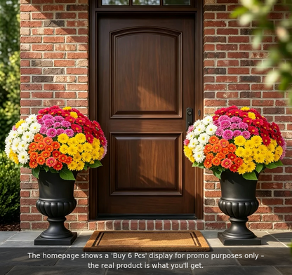 🌼- Kunstbloemen: chrysanten voor buiten die een zonsondergang nabootsen - UV-bestendig, waterdicht, windbestendig