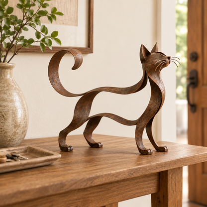 🐱 Metalen kattenbeeld in Maine Coon-stijl