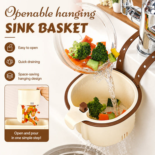 🧺🚰 Hangend gootsteen-afdruipmandje met openklapbare bodem 🥬✨