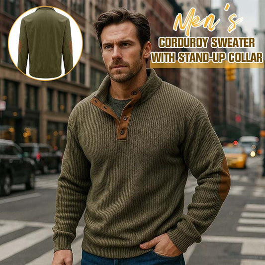 👔Herenblouse met opstaande kraag van corduroy