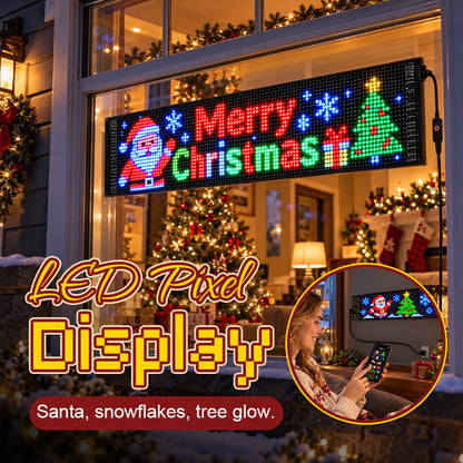 🎅🚗 Geanimeerd LED-autodisplay — Via app te bedienen feestelijk raamscherm, gevoed via USB-C