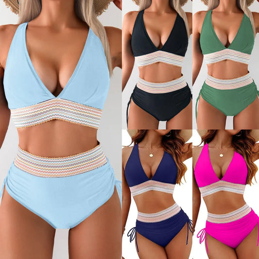 ☀️Tijdelijke vakantieaanbieding🏖️Bikinisets met hoge taille en buikcorrigerende kleuren: Color Block Bikini Sets