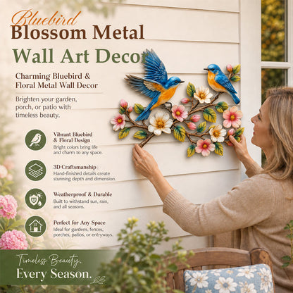 Bluebird Blossom metalen wanddecoratie  🐦🌸✨