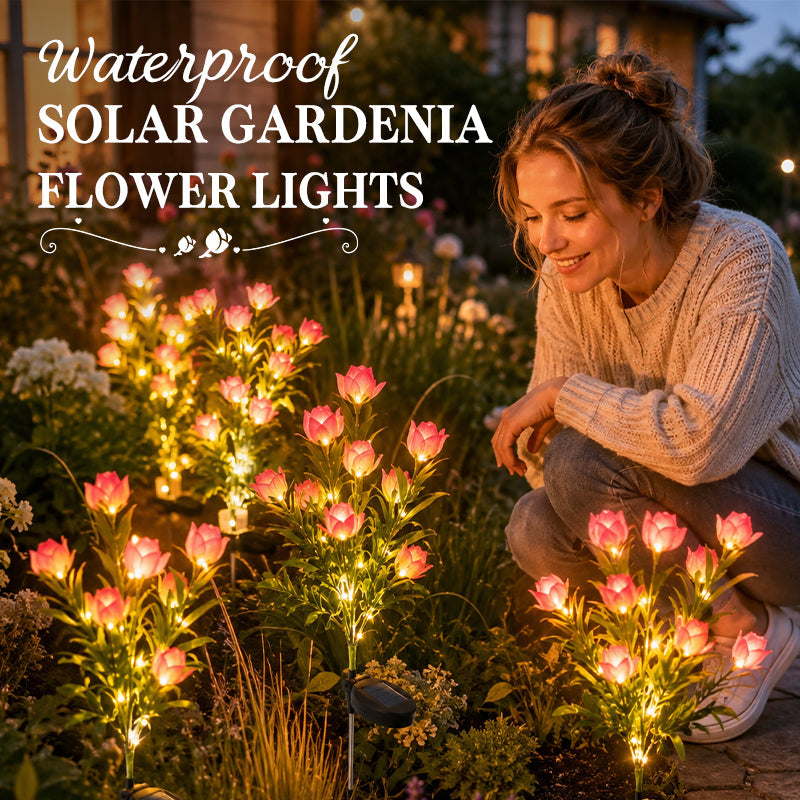 Solar Gardenia-bloemenlampjes 🌸 LED-bloemenlampen met bloemsimulatie voor de decoratie van binnenplaatsen en tuinen, waterdichte sfeerverlichting voor buiten
