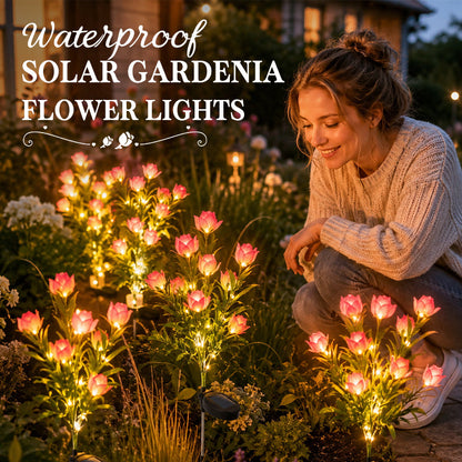 Solar Gardenia-bloemenlampjes 🌸 LED-bloemenlampen met bloemsimulatie voor de decoratie van binnenplaatsen en tuinen, waterdichte sfeerverlichting voor buiten