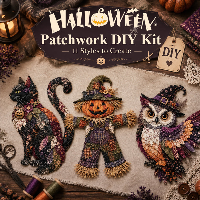 🎃🧵 Halloween Patchwork DIY Set – Maak Je Eigen Spookachtige Kunstwerk!