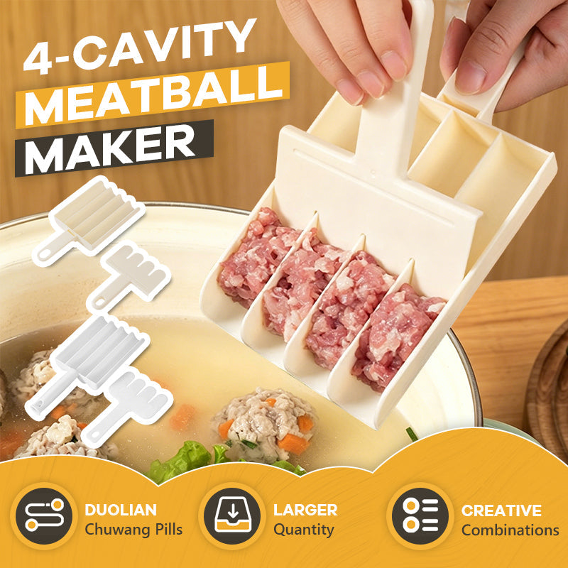 📢📢 Limited-time 50% off! Buy one, get one free!! 4-Vaks Gehaktballen Maker – Snel, Gelijkmatig & Perfect van Vorm! 🍡✨🍢