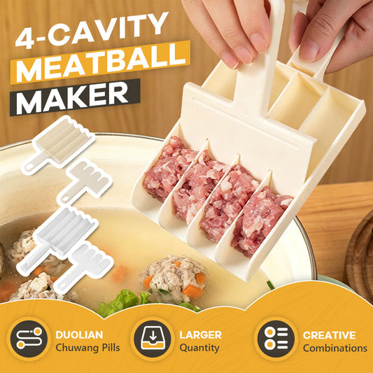 📢📢 Limited-time 50% off! Buy one, get one free!! 4-Vaks Gehaktballen Maker – Snel, Gelijkmatig & Perfect van Vorm! 🍡✨🍢