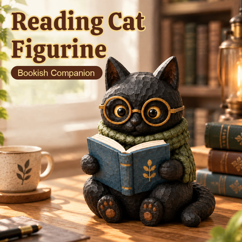 🐱📚 Beeldje van een lezende kat — Een boekenliefhebbers-accessoire voor gezellige hoekjes