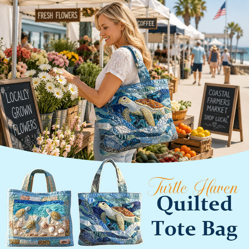 Turtle Haven Gewatteerde Shopper Tas – Strand Vibes & Stijl 🐢🌊✨
