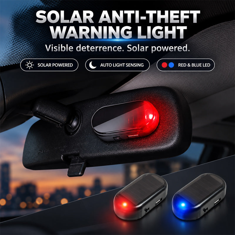 Solar-Powered Car Anti-Theft Warning Light with LED Flash