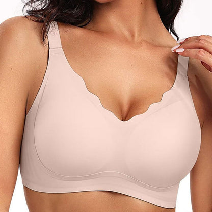💖Naadloze push-up beha voor dames – draadloos, V-hals, met mesh en gekruist design