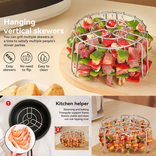 🔥 Spieshouder voor de heteluchtfriteuse – Roestvrijstalen verticale kebabhouder voor heteluchtfriteuses, ovens en zelfgemaakte BBQ-snacks🍢